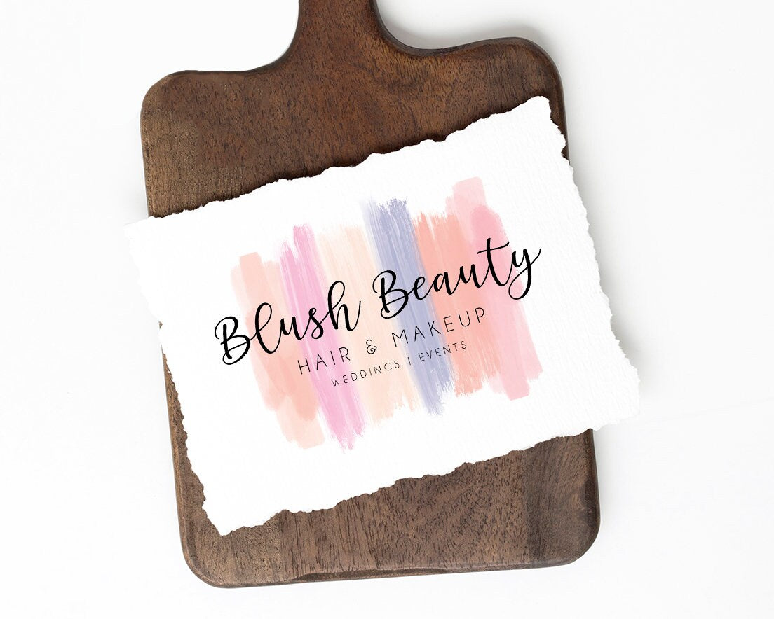 Blush Beauty | Premade Logo Design | Nail Artist, Makeup, Pastel, Brush Strokes