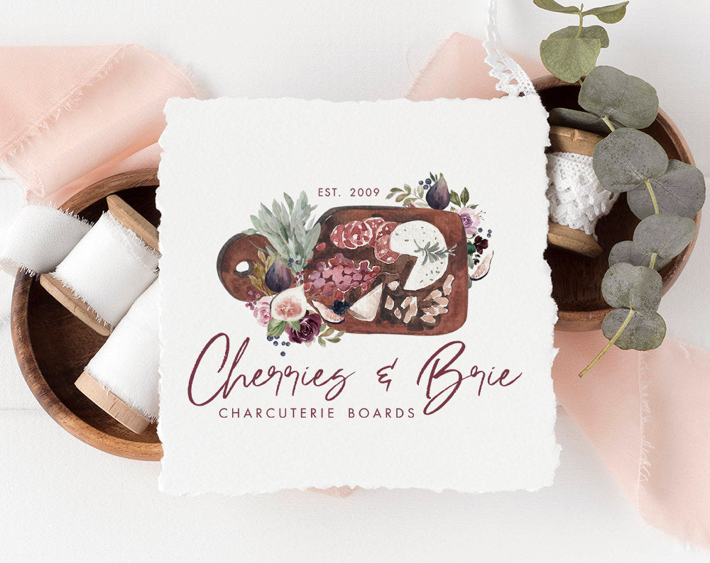 Cherries & Brie | Premade Logo Design | Charcuterie, Cheese Board, Food, Catering