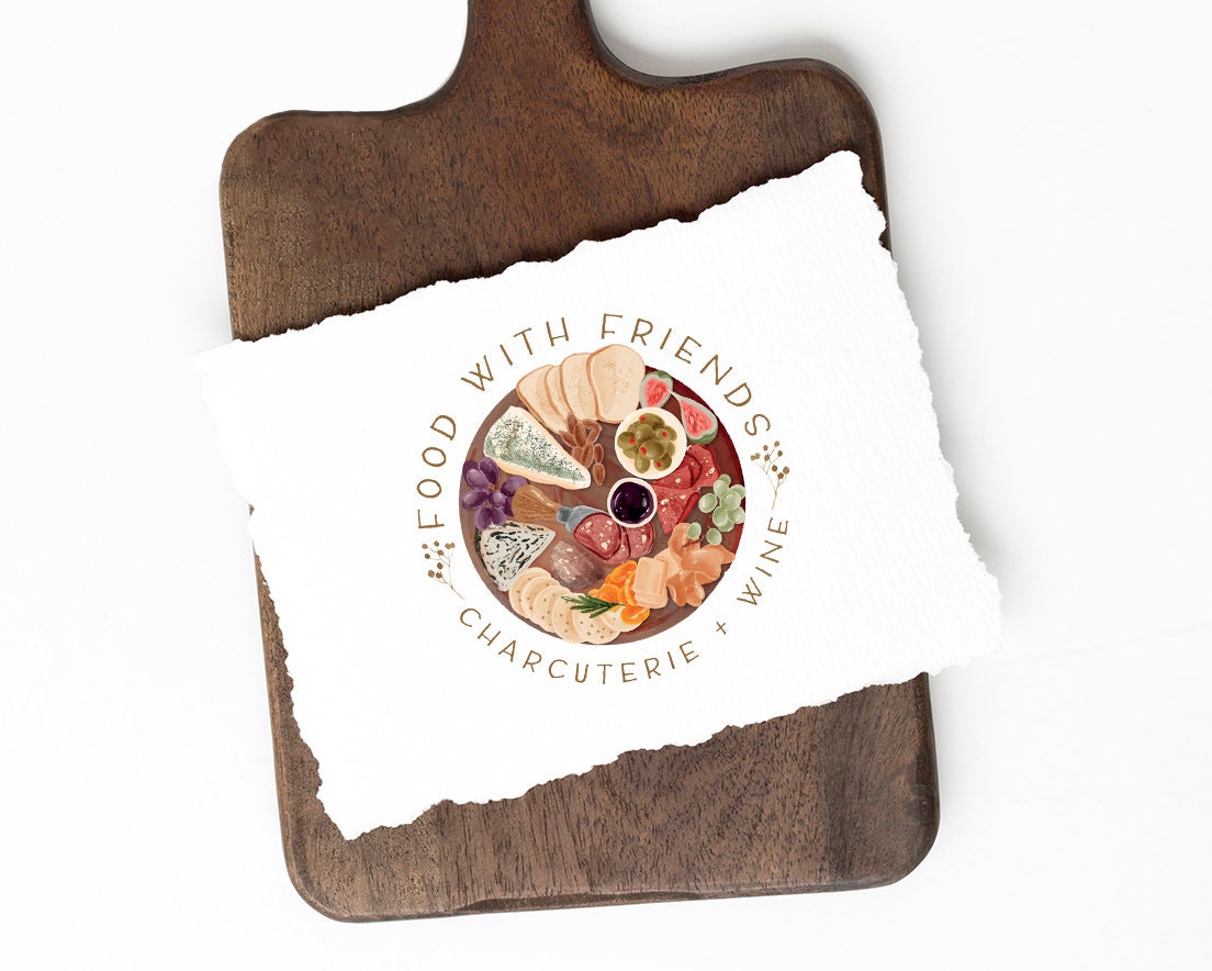 Food With Friends | Premade Logo Design | Cheese Board, Charcuterie, Bread