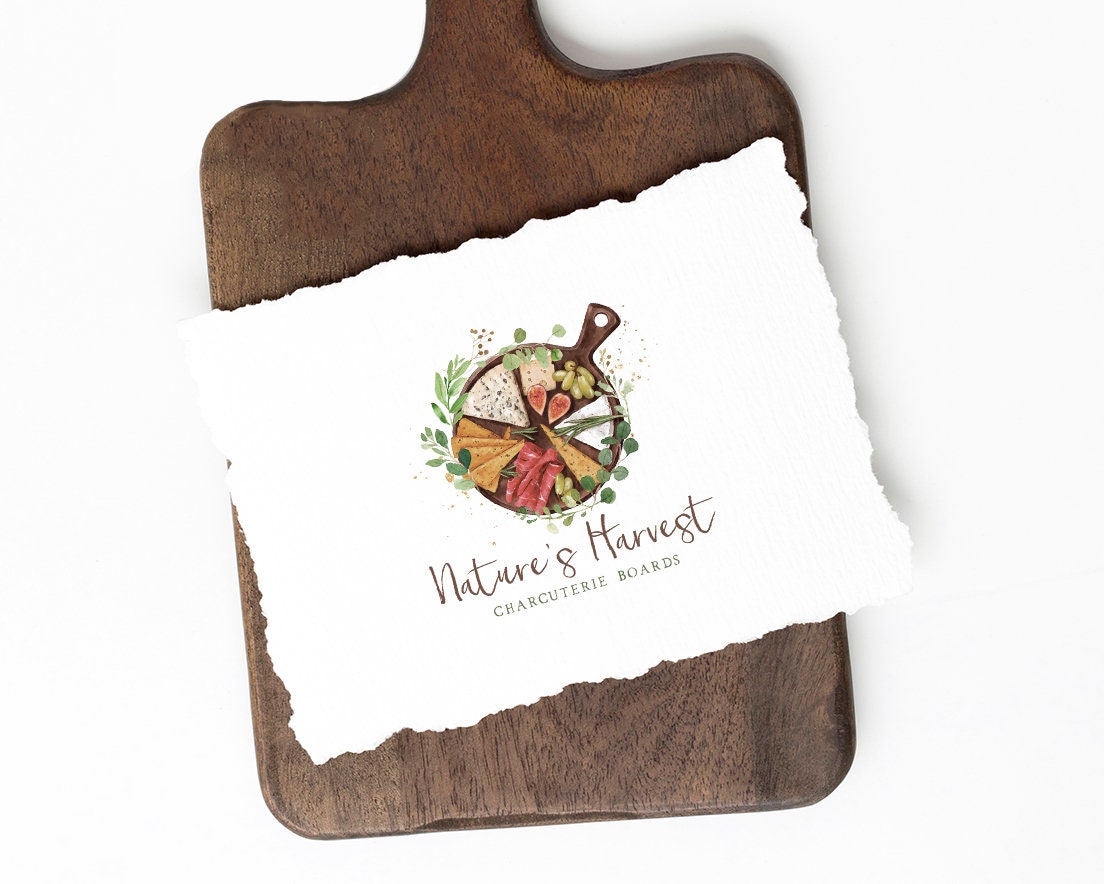 Nature's Harvest | Premade Logo Design | Cheese Board, Charcuterie, Fig, Fruit