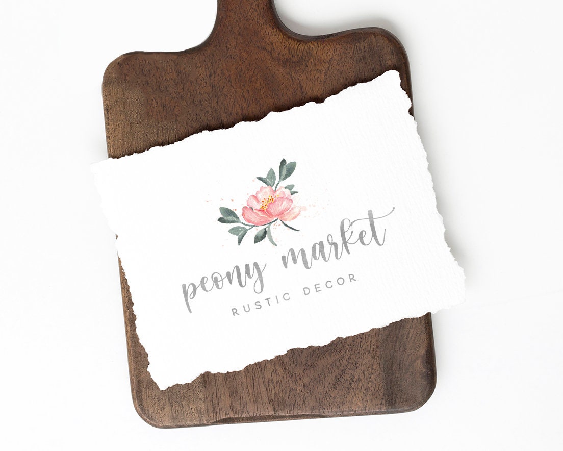 Peony Market | Premade Logo Design | Flower, Floral, Rustic, Farmhouse, Florist, Garden