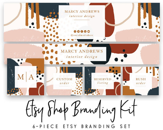 Marcy Andrews | Etsy Shop Branding Kit | Abstract Boho, Modern, Mid Century