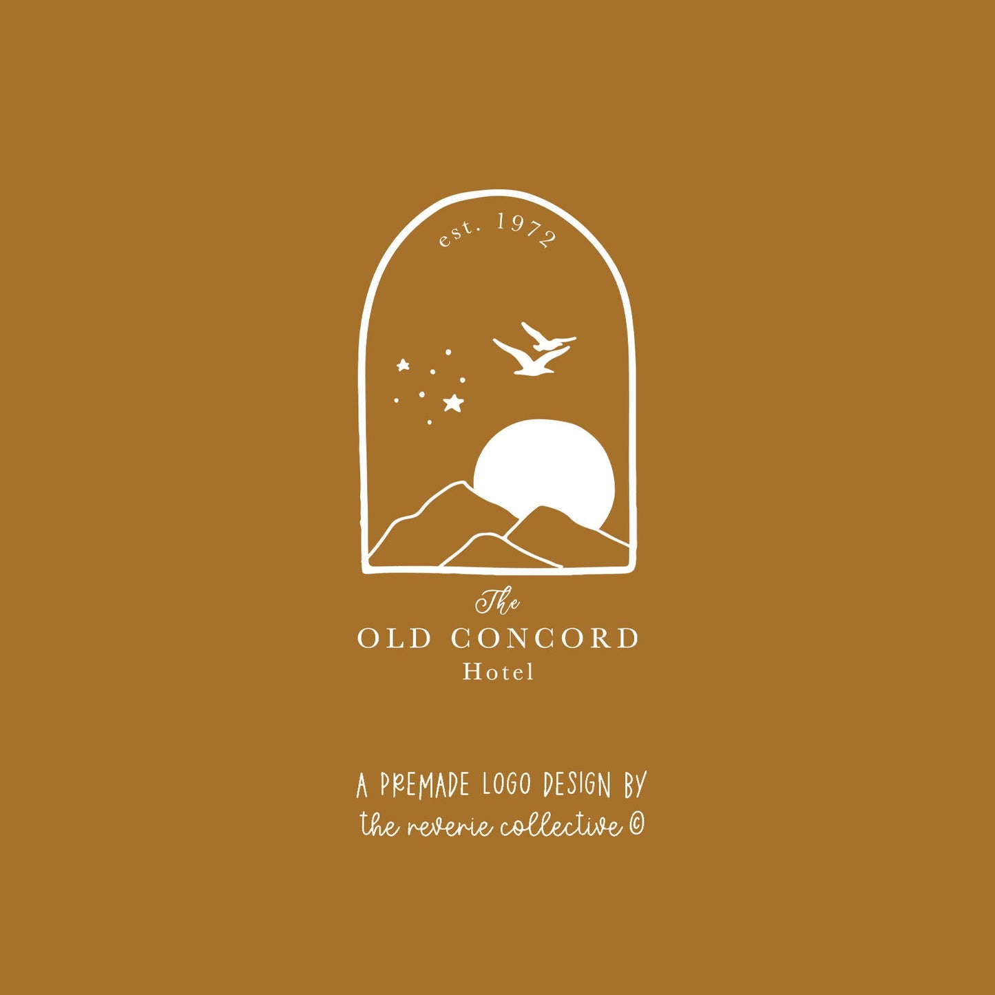 Old Concord Hotel | Premade Logo Design | Mountain, Bohemian, Line Art