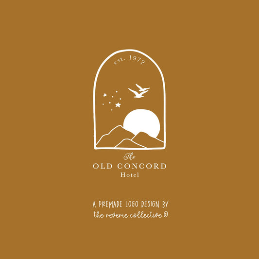 Old Concord Hotel | Premade Logo Design | Mountain, Bohemian, Line Art
