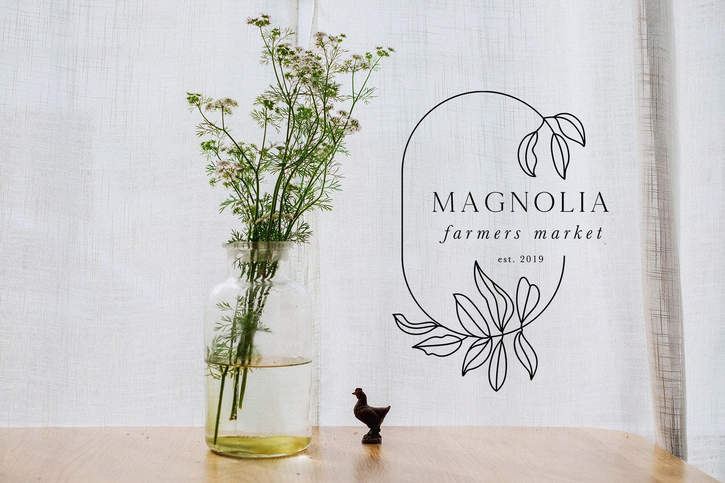 Magnolia Farmers Market | Premade Logo Design | Botanical, Farmhouse, Line Art