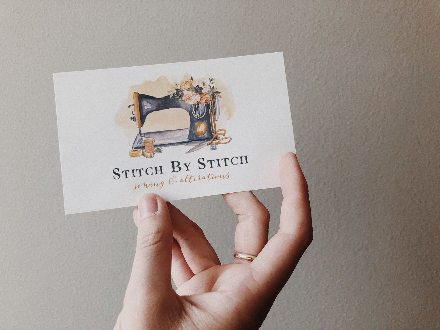 Stitch By Stitch | Premade Logo Design | Sewing Machine, Thread, Needle, Scissors