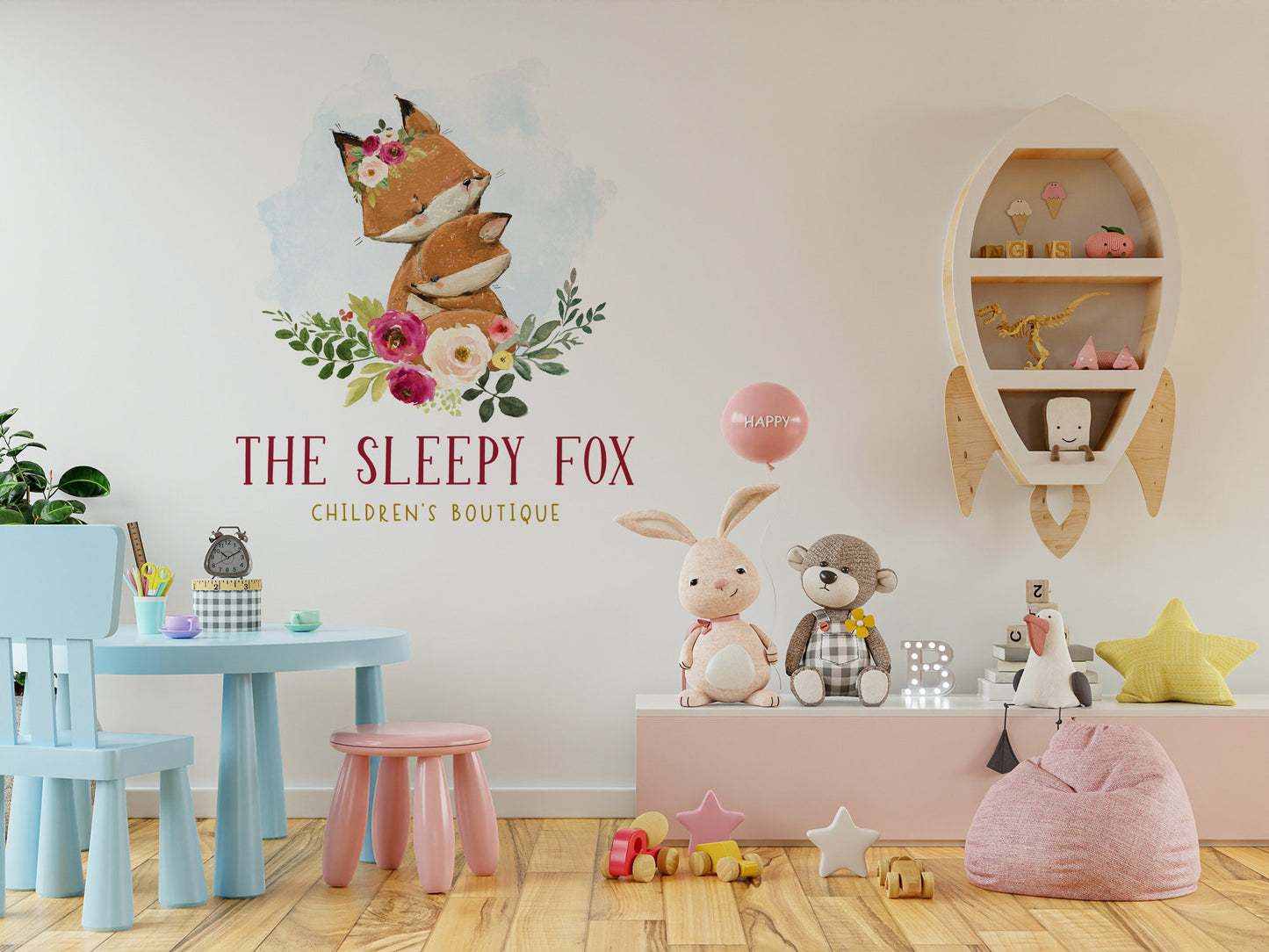 The Sleepy Fox | Premade Logo Design | Children's, Kids, Woodland, Forest