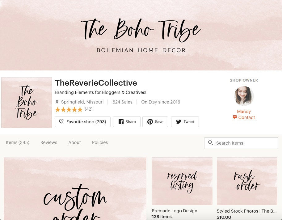 The Boho Tribe | Etsy Shop Branding Kit | Bohemian, Minimal, Neutral