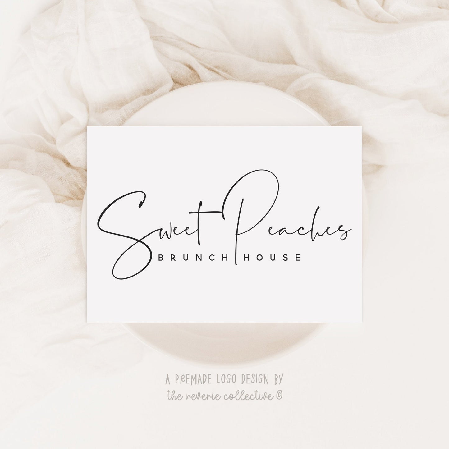 Sweet Peaches | Premade Logo Design | Handwritten, Boho, Script, Modern, Minimal