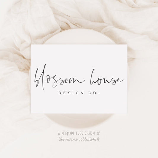 Blossom House | Premade Logo Design | Handwritten, Boho, Watercolor, Minimal
