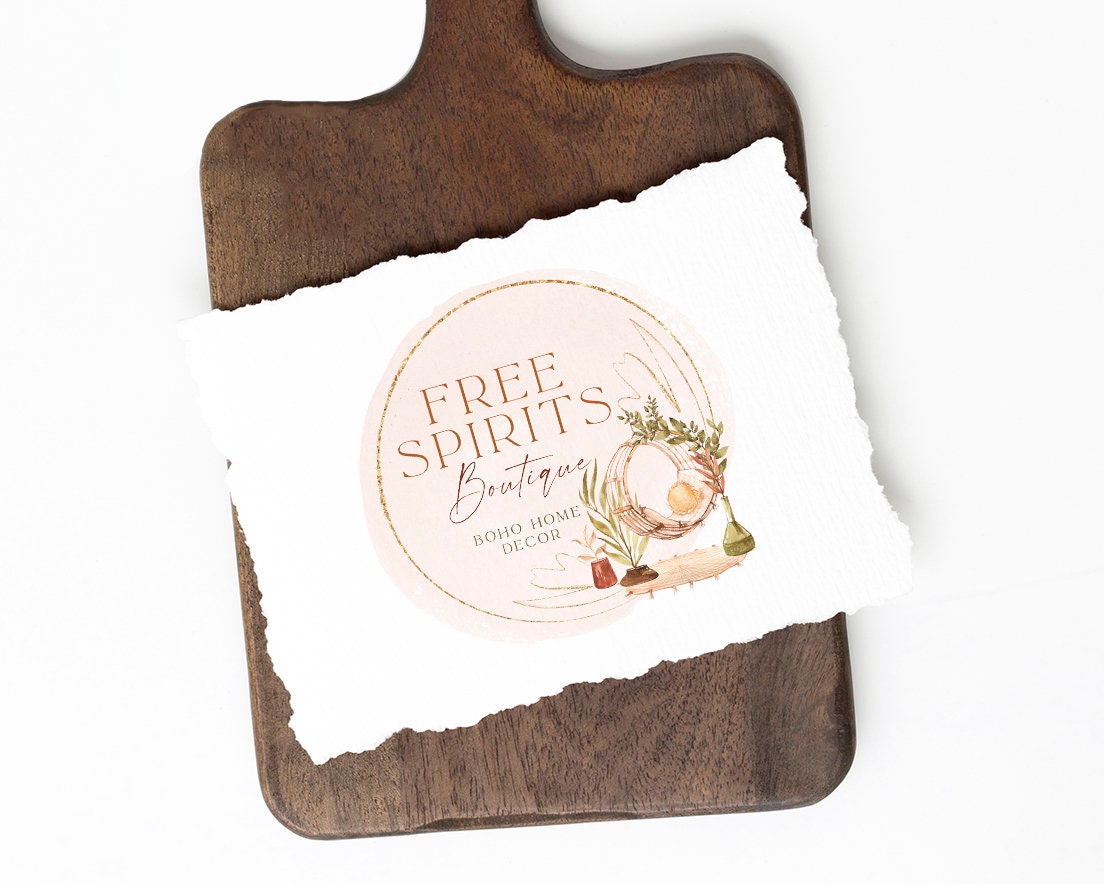 Free Spirits | Premade Logo Design | Boho, Home Decor, Potted Plant, Macrame