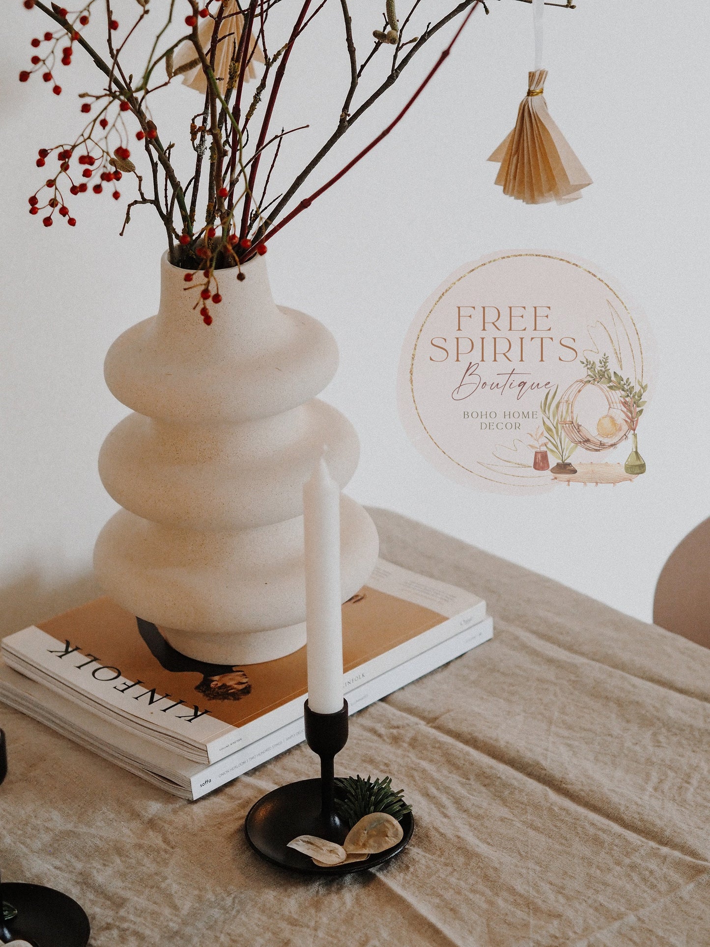 Free Spirits | Premade Logo Design | Boho, Home Decor, Potted Plant, Macrame