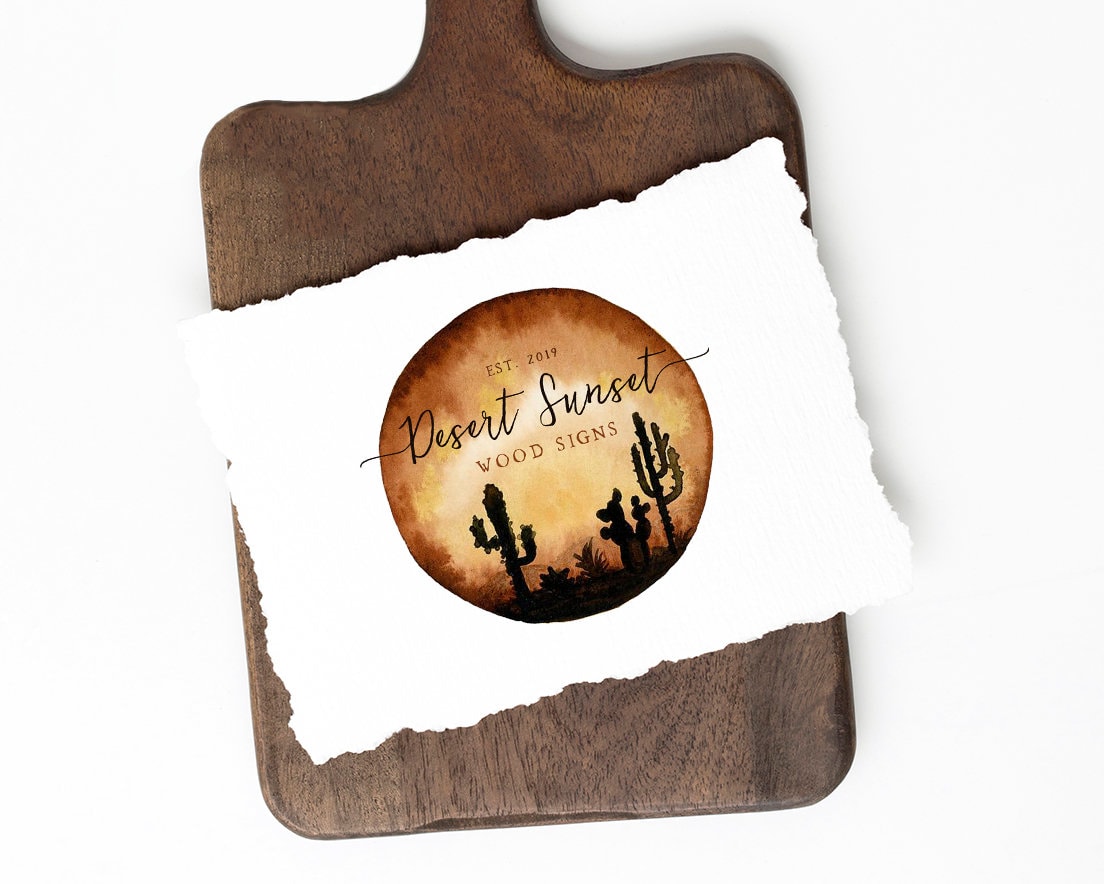 Desert Sunset | Premade Logo Design | Cactus, Western, Rustic, Country