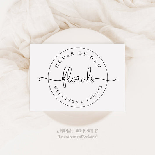 House Of Dew | Premade Logo Design | Stamp, Signature, Modern, Circle, Wedding