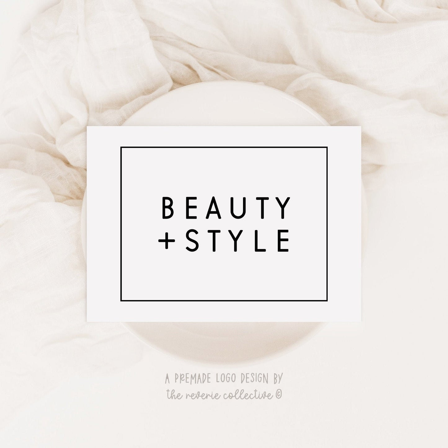 Beauty + Style | Premade Logo Design | Minimal, Square, Black & White, Classic