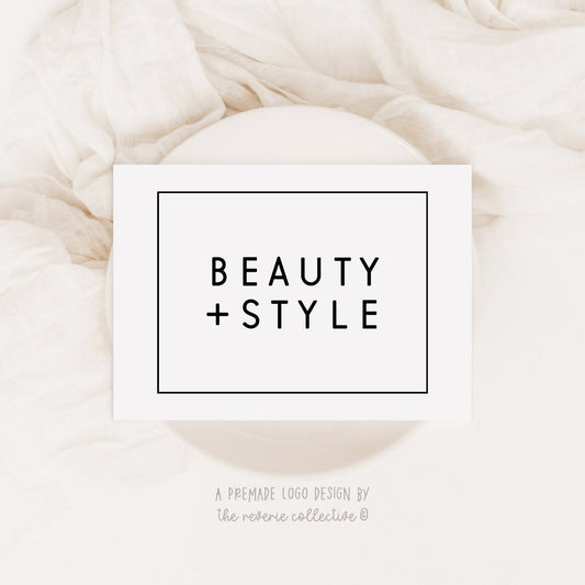 Beauty + Style | Premade Logo Design | Minimal, Square, Black & White, Classic