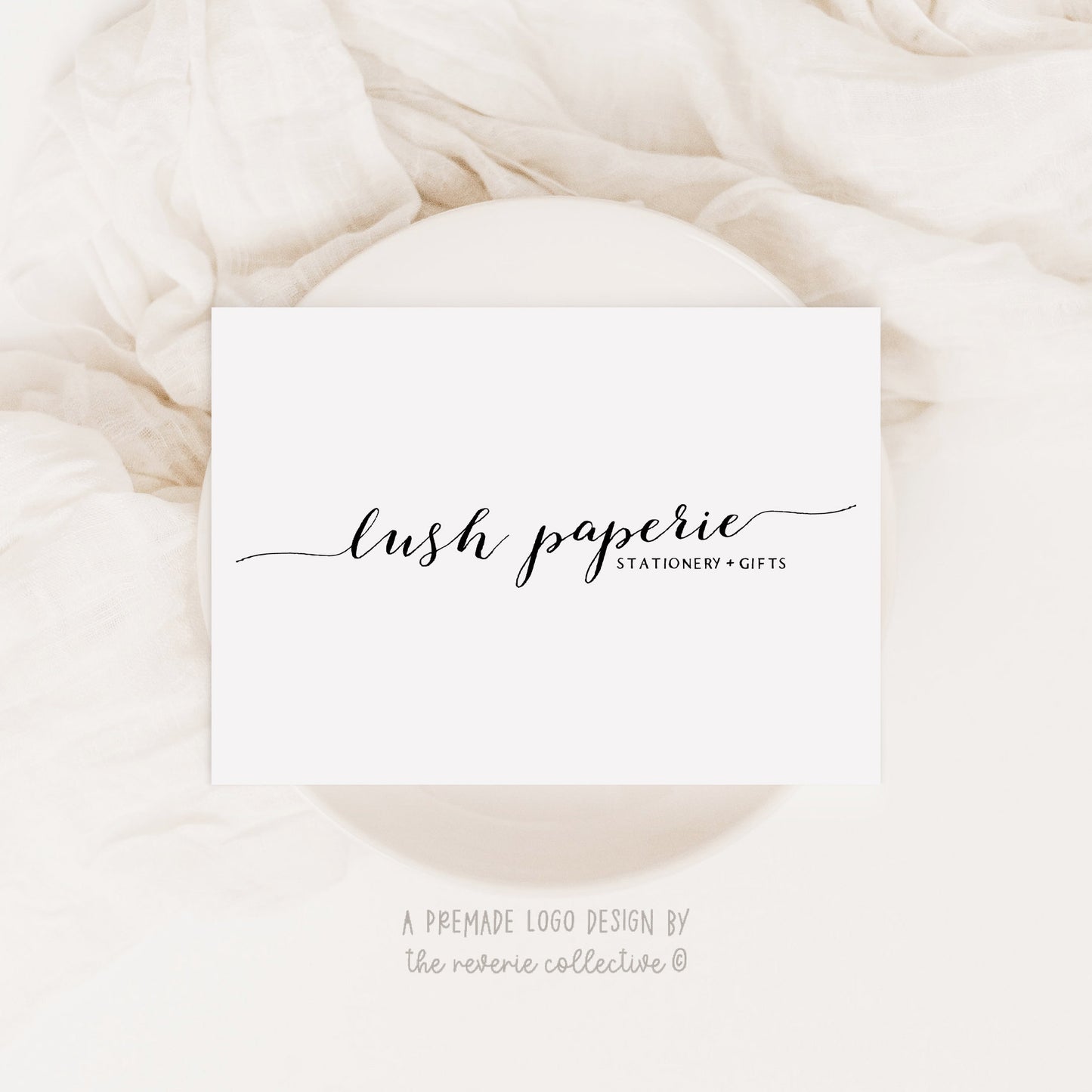 Lush Paperie | Premade Logo Design | Handwritten, Calligraphy, Farmhouse, Romantic