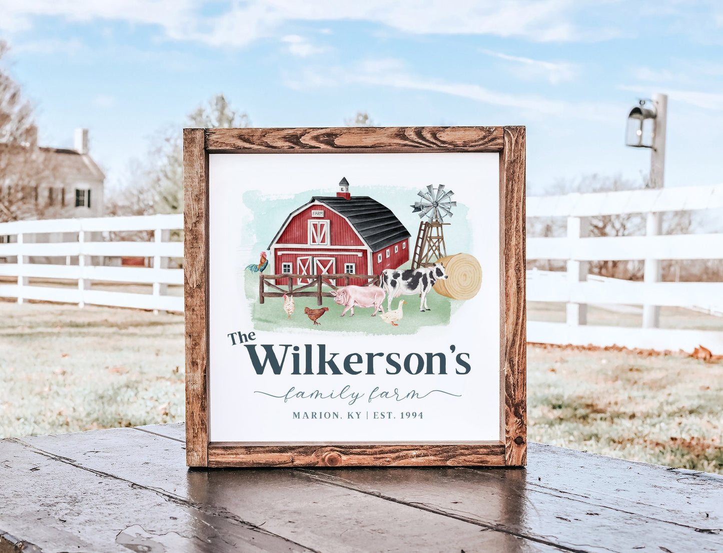 The Wilkerson's | Premade Logo Design | Farm, Red Barn, Cow, Ranch, Chicken, Pig