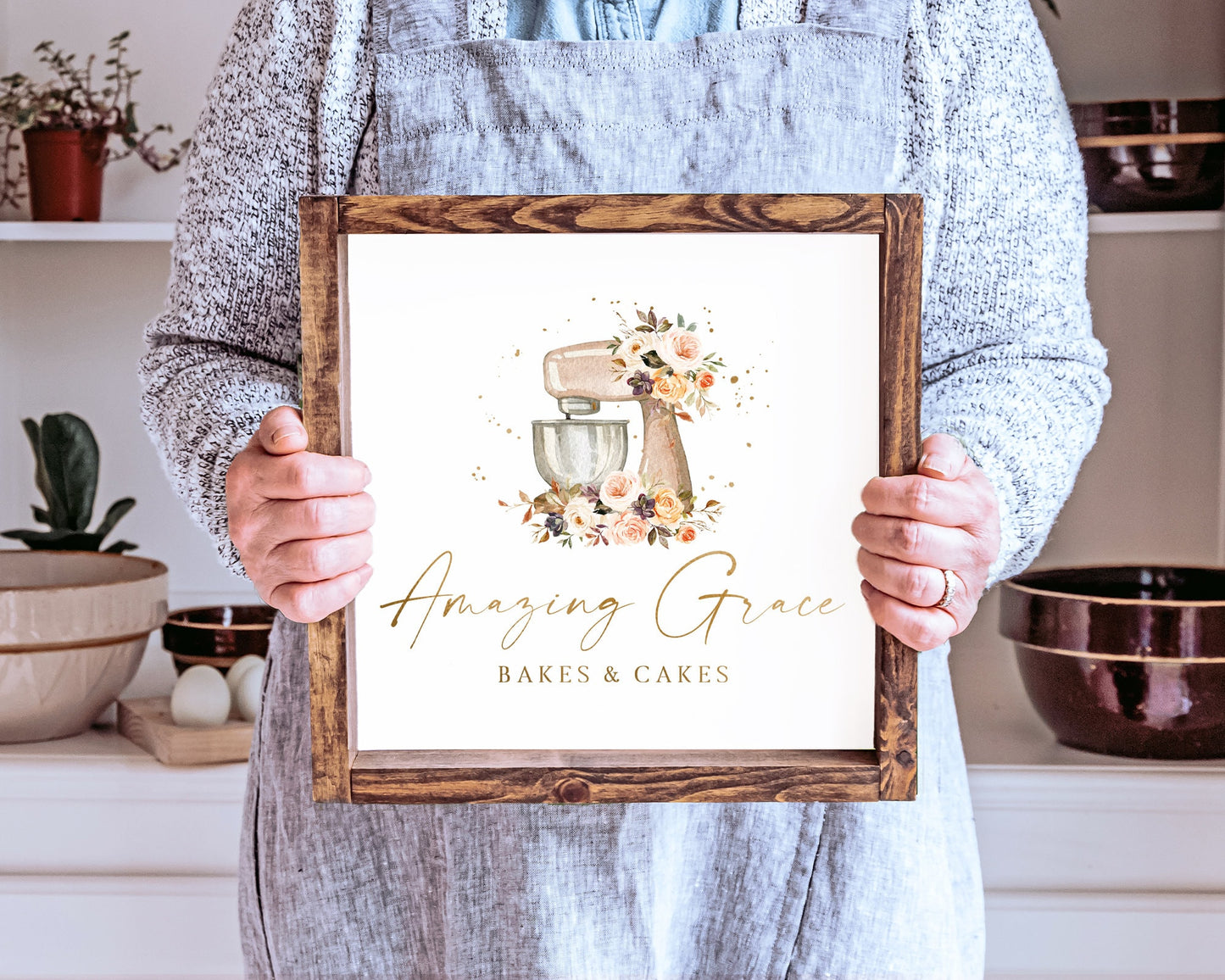 Amazing Grace | Premade Logo Design | Kitchen Mixer, Baking, Autumn, Floral