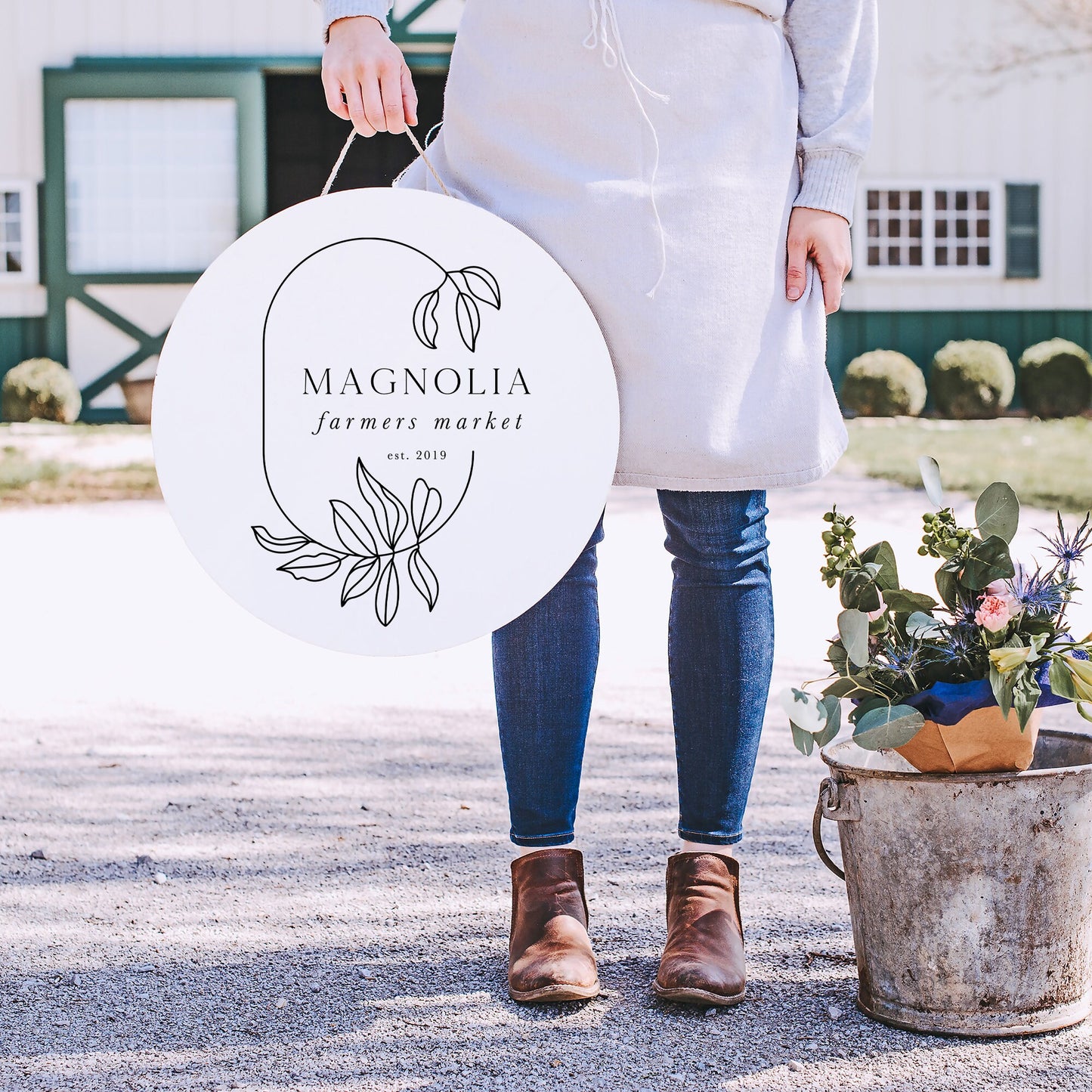 Magnolia Farmers Market | Premade Logo Design | Botanical, Farmhouse, Line Art