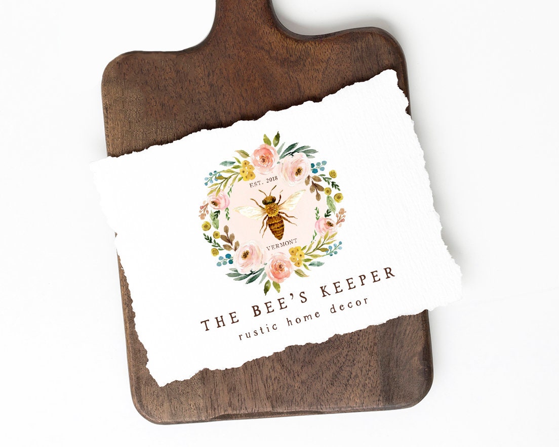 The Bee's Keeper | Premade Logo Design | Watercolor Floral, Insect, Nature