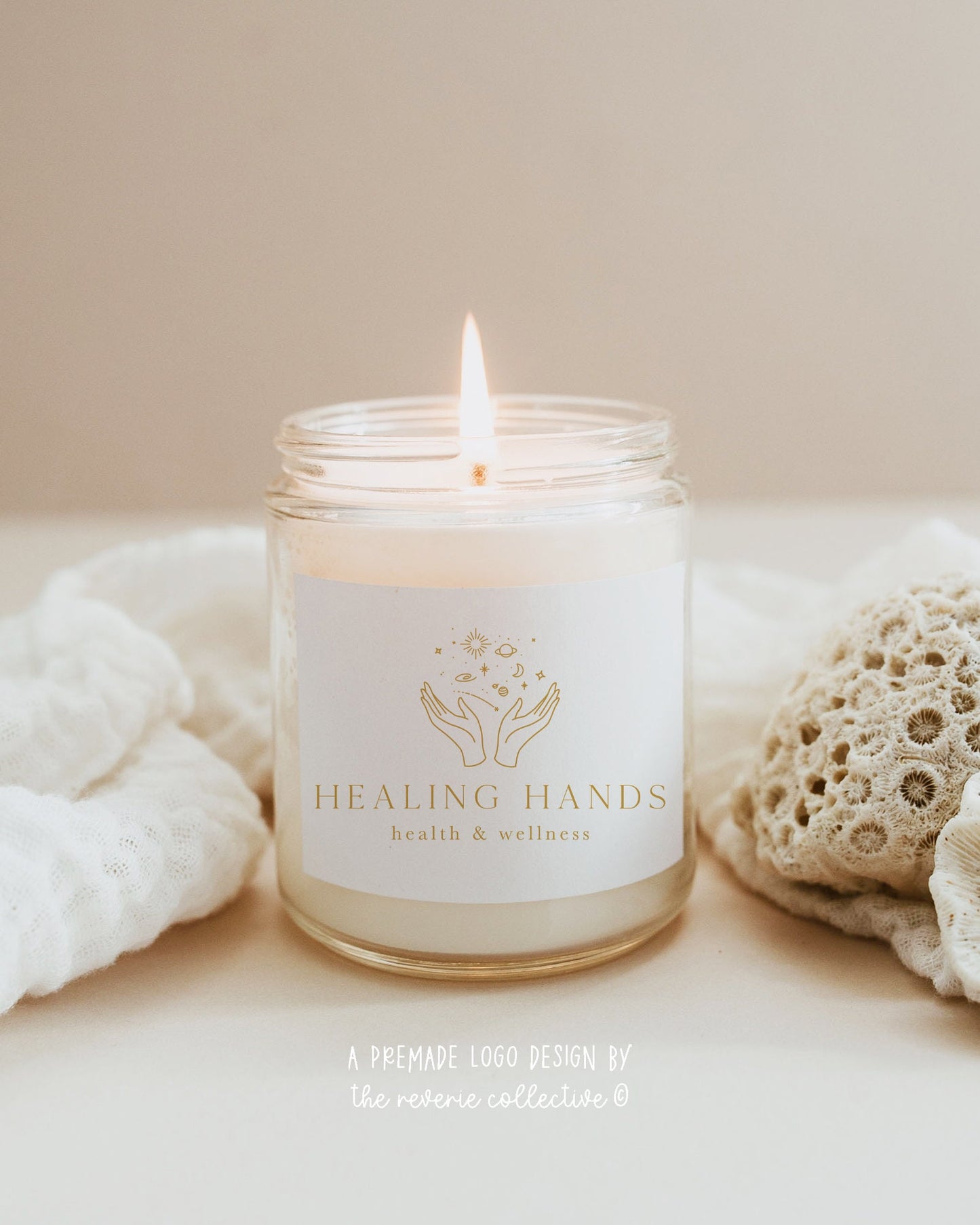 Healing Hands | Premade Logo Design | Boho, Moon, Stars, Celestial