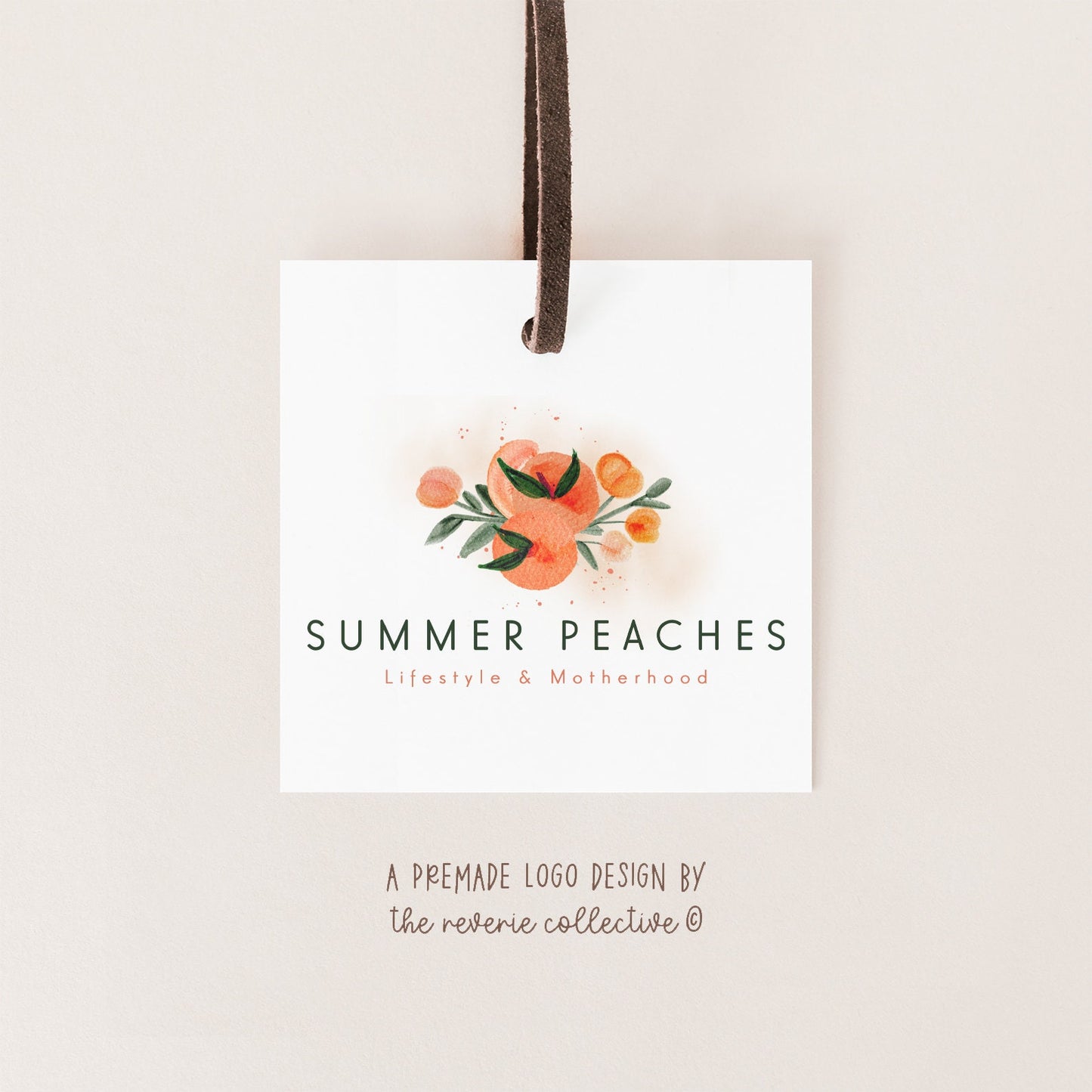 Summer Peaches | Premade Logo Design | Peach, Farmhouse, Watercolor, Citrus Fruit