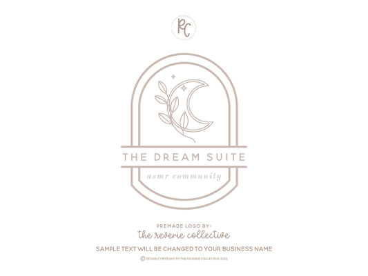 The Dream Suite | Premade Logo Design | Moon, Sleep, Line Art, Bohemian, Mystic