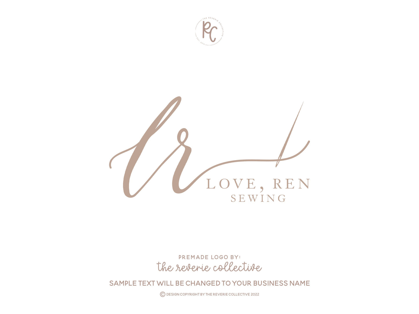 Love, Ren | Premade Logo Design | Sewing, Needle, Monogram, Fashion, Embroidery