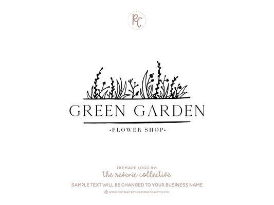 Green Garden | Premade Logo Design | Floral, Hand Drawn, Botanical, Minimal