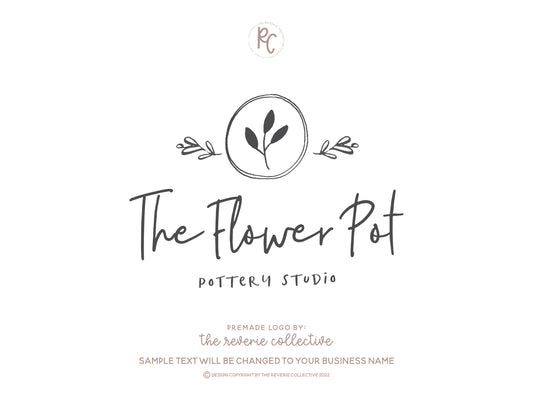 The Flower Pot | Premade Logo Design | Farmhouse, Rustic, Leaf, Hand Drawn