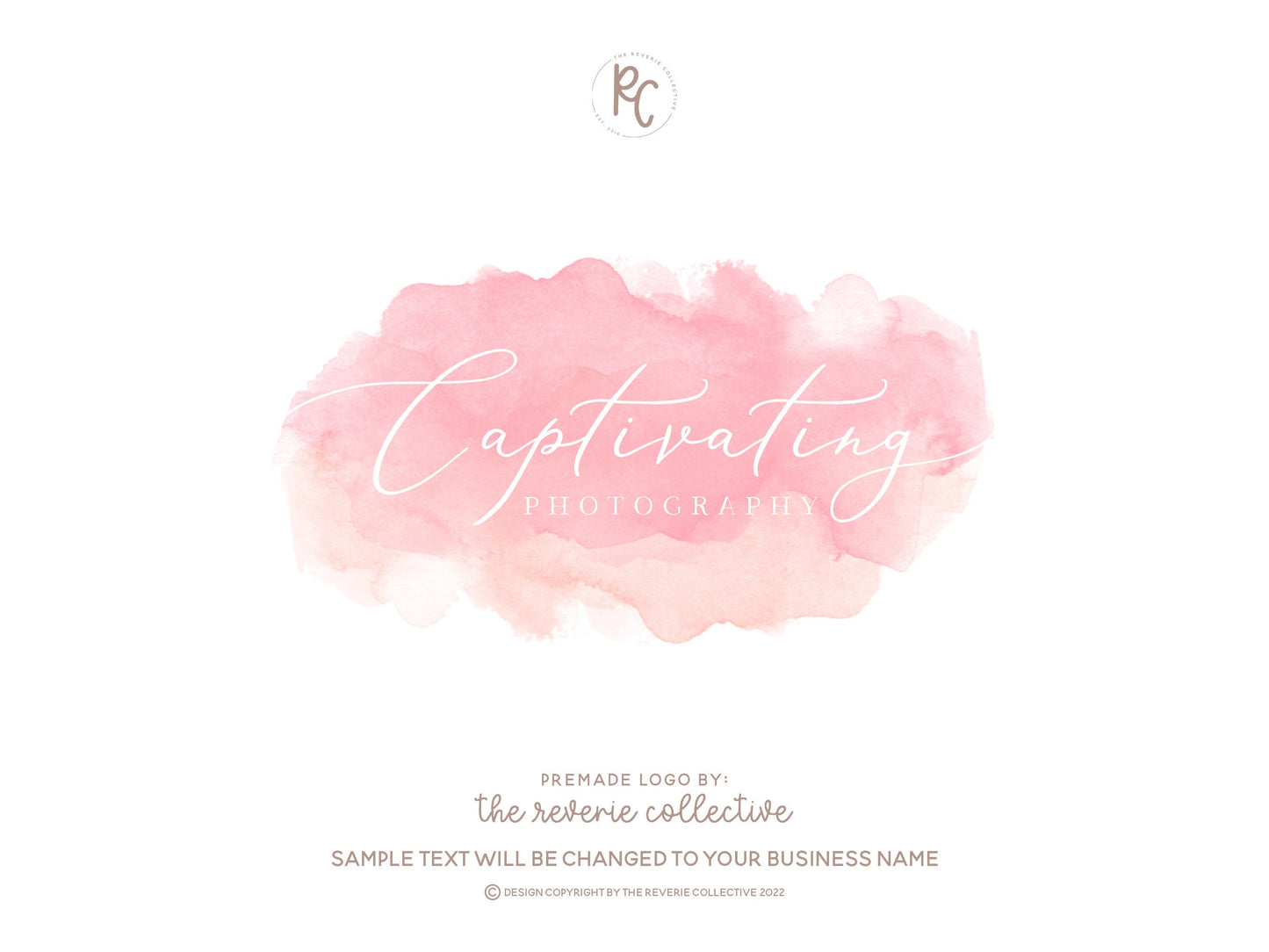 Captivating | Premade Logo Design | Watercolor, Pastel, Calligraphy, Dreamy, Airy