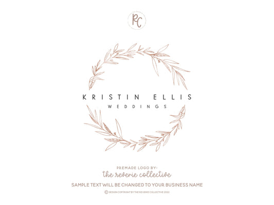 Kristin Ellis | Premade Logo Design | Rose Gold, Fine Art, Wreath, Botanical, Wedding
