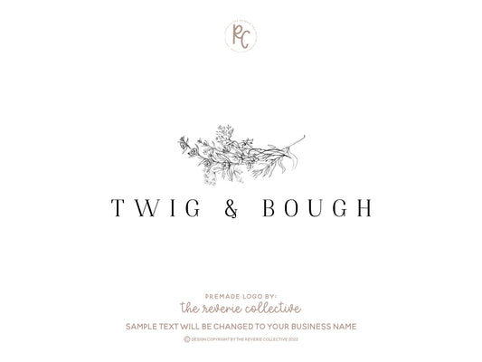 Twig & Bough | Premade Logo Design | Branch, Rustic Farmhouse, Fine Art