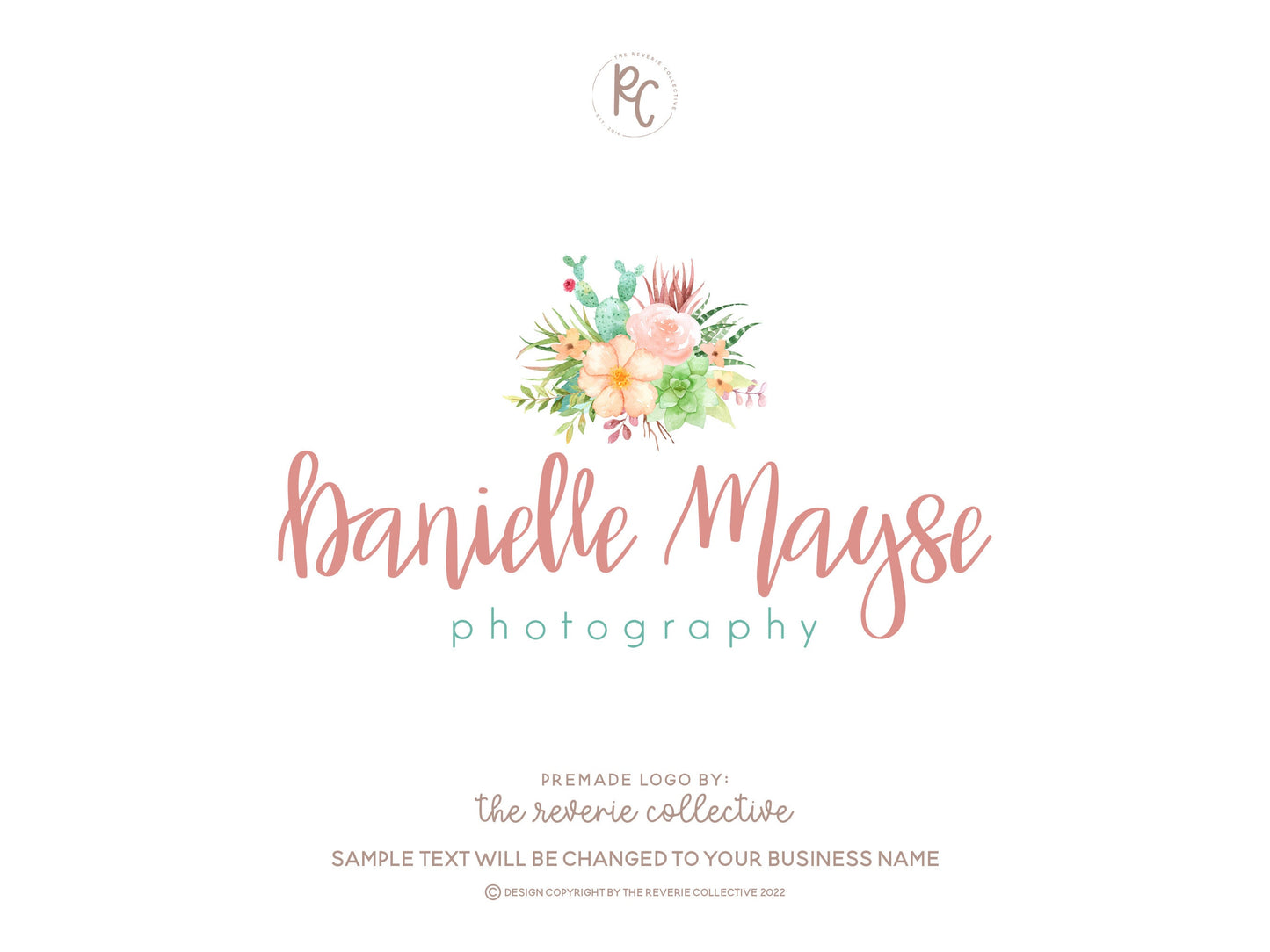 Danielle Mayse | Premade Logo Design | Colorful, Cactus, Succulent, Tropical