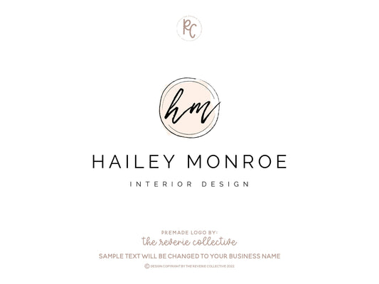 Hailey Monroe | Premade Logo Design | Watercolor, Monogram, Modern, Feminine