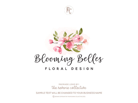Blooming Belles | Premade Logo Design | Floral, Pastel, Farmhouse, Sweet Pea