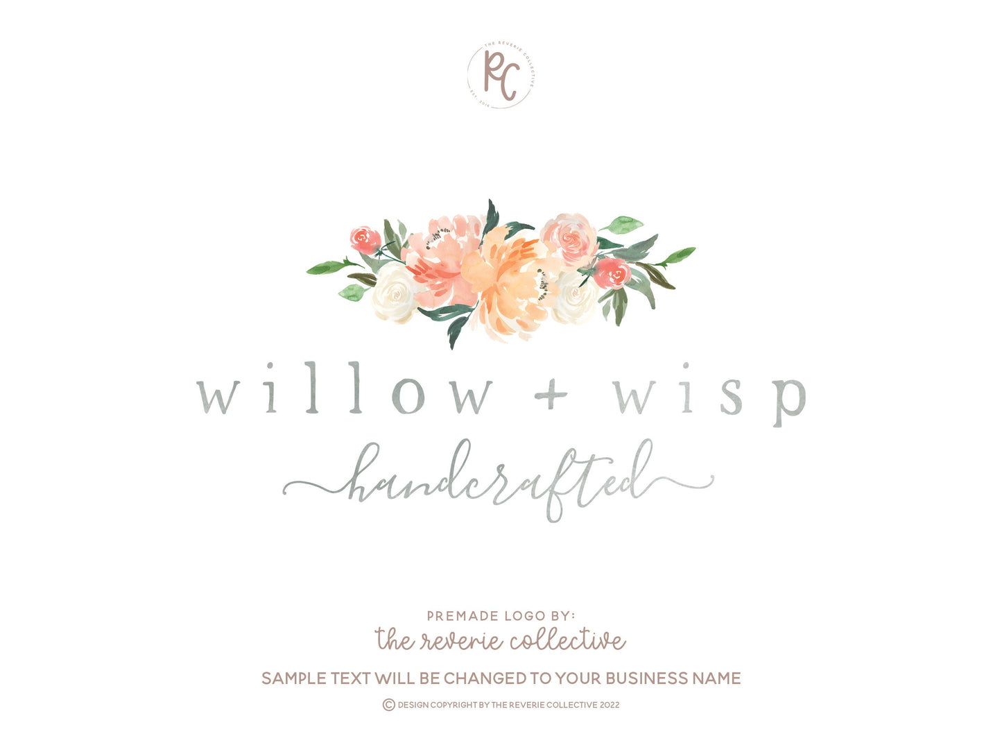 Willow + Wisp | Premade Logo Design | Watercolor Floral, Farmhouse, Wildflower