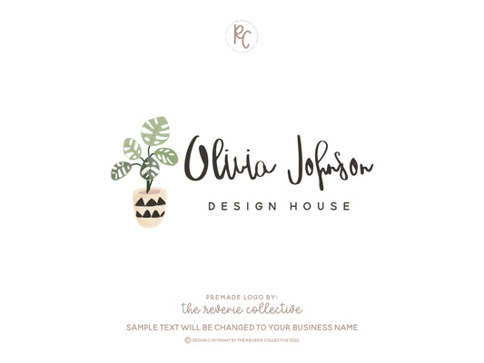 Olivia Johnson | Premade Logo Design | Houseplant, Potted Plant, Home Decor, Boho