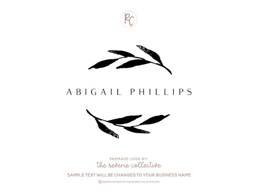 Abigail Phillips | Premade Logo Design | Minimal, Branches, Laurel Wreath, Botanical