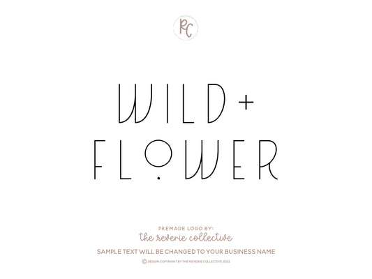 Wild + Flower | Premade Logo Design | Text Only, Modern, Bohemian, Art Deco, Boho