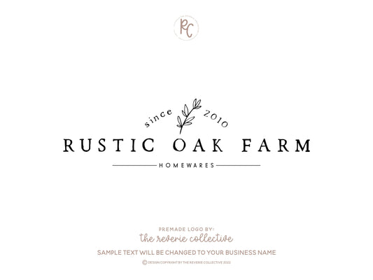 Rustic Oak Farm | Premade Logo Design | Rustic, Nature, Branch, Farmhouse