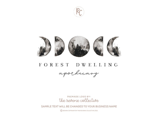 Forest Dwelling | Premade Logo Design | Moon, Woods, Woodland, Rustic, Trees