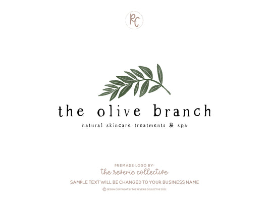 The Olive Branch | Premade Logo Design | Greenery, Hand Drawn, Minimal, Botanical