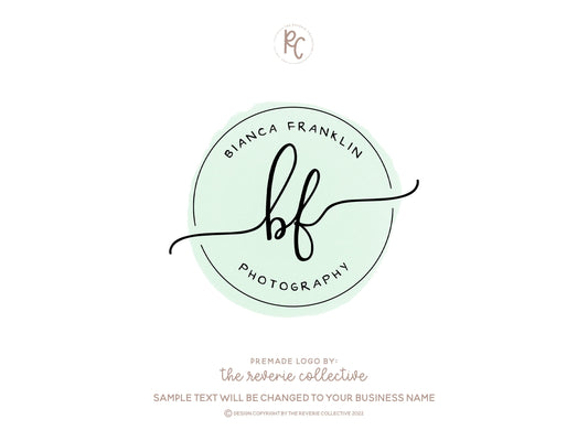 Bianca Franklin | Premade Logo Design | Watercolor Circle, Monogram, Modern, Calligraphy