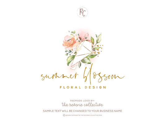 Summer Blossom | Premade Logo Design | Watercolor Floral, Flower Shop, Bouquet, Wedding