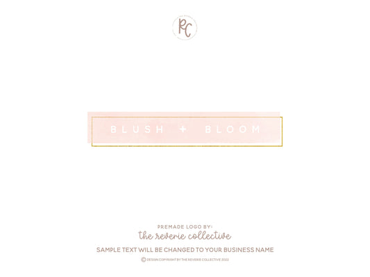 Blush + Bloom | Premade Logo Design | Watercolor, Geometric, Gold Foil, Wedding