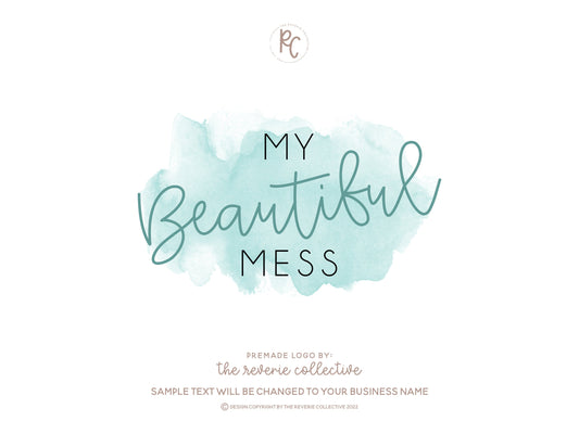 My Beautiful Mess | Premade Logo Design | Watercolor, Messy, Cursive, Pastel, Creative