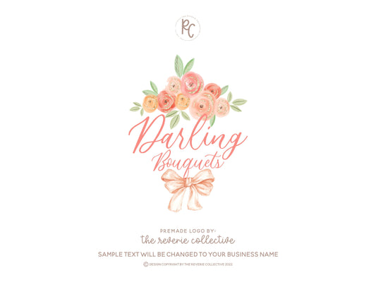 Darling Bouquets | Premade Logo Design | Watercolor Floral, Farmhouse, Romantic