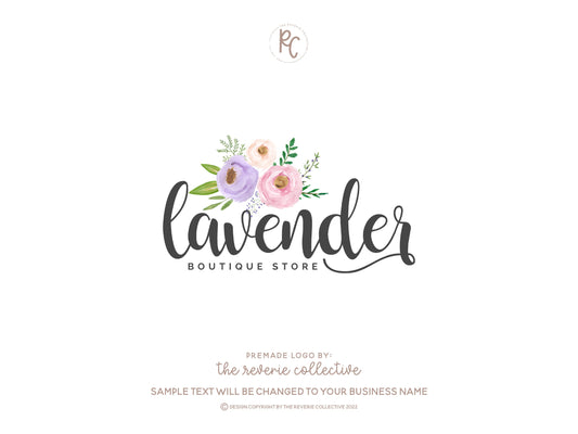 Lavender | Premade Logo Design | Garden, Watercolor Floral, Farmhouse